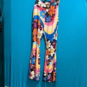 Colorful Floral Flared Pants